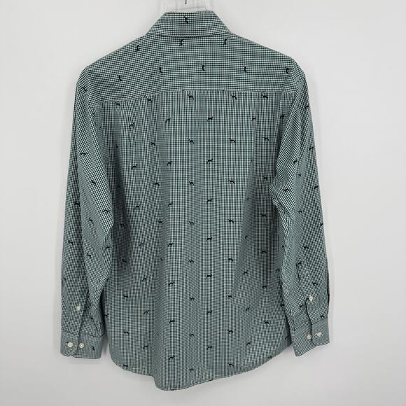 Southern Pines shirt men’s M button up green white gingham check dog print lab - Picture 4 of 10